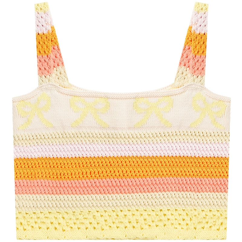 Striped Sleeveless Knitted Tank Top | Color Block Design for Summer