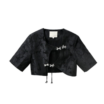 Peony Night Peony Black Jacquard Coat