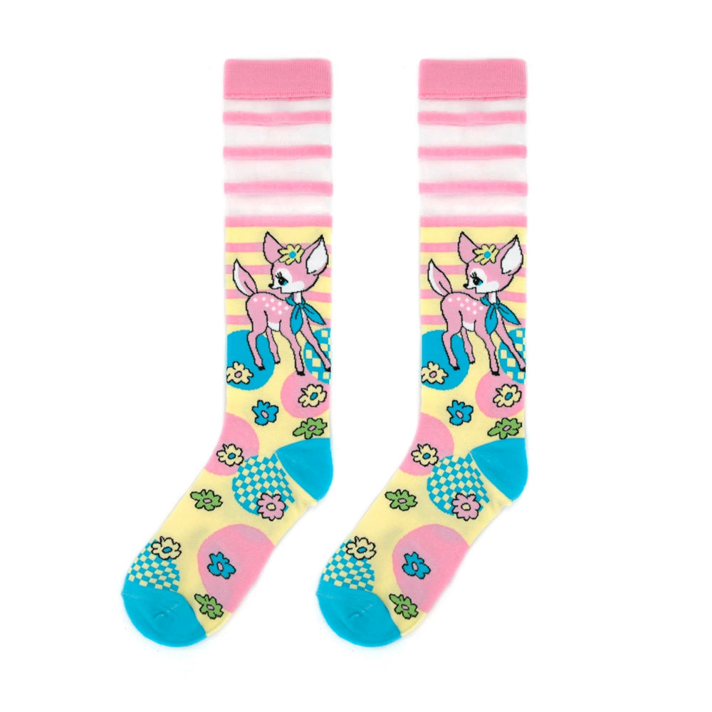 Checkered Deer Cotton Socks