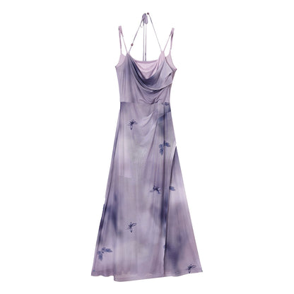 [Oriental Aesthetics] Chinese Purple Strap Dress - Summer Spicy Girl Style