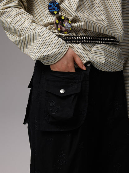 Embroidered Cargo Balloon Pants