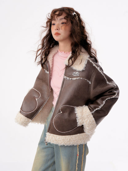 Lambskin Fur Motorcycle Jacket | Thick Retro Design for Autumn/Winter