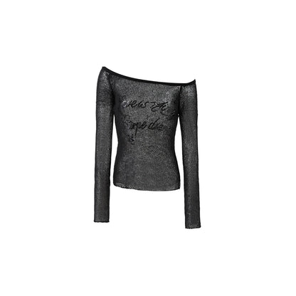 Yoo Ji-min Inspired One-Shoulder Knit Cutout Blouse – Slightly Sheer Crop