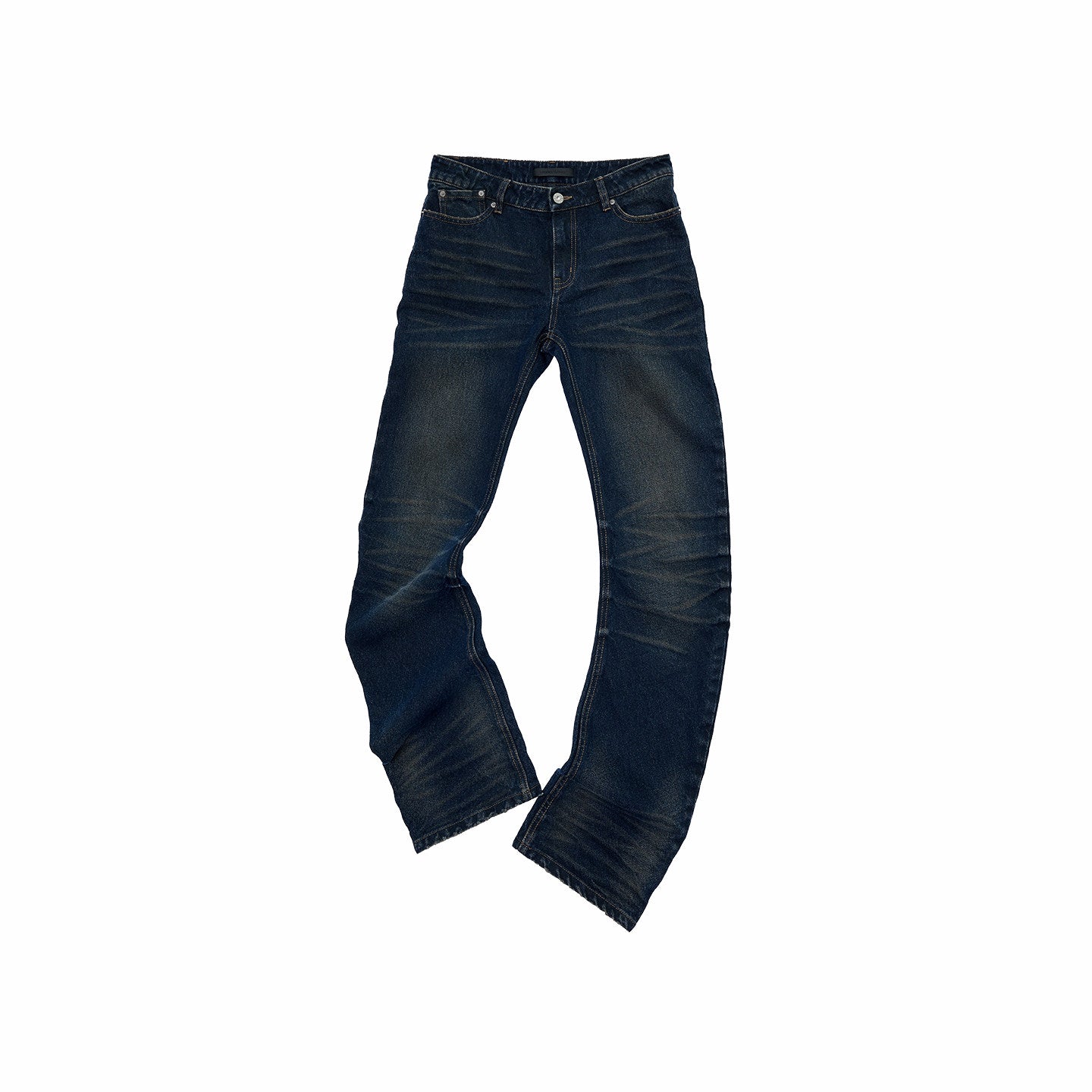Pleated Cat Whisker Denim Jeans