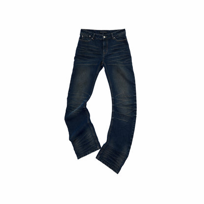 Pleated Cat Whisker Denim Jeans