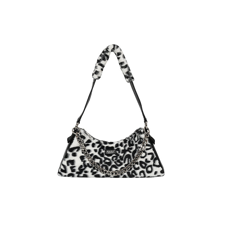 Leopard Checker Fur Bag