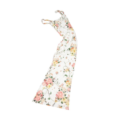 Resort Floral Slip Maxi Dress – Backless Cinched Waist Vacation Style