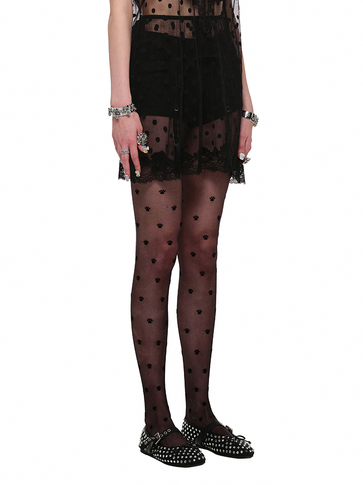 Polka Dot Cat’s Paw Shaping Stockings – Cute Butt-Lifting Tights