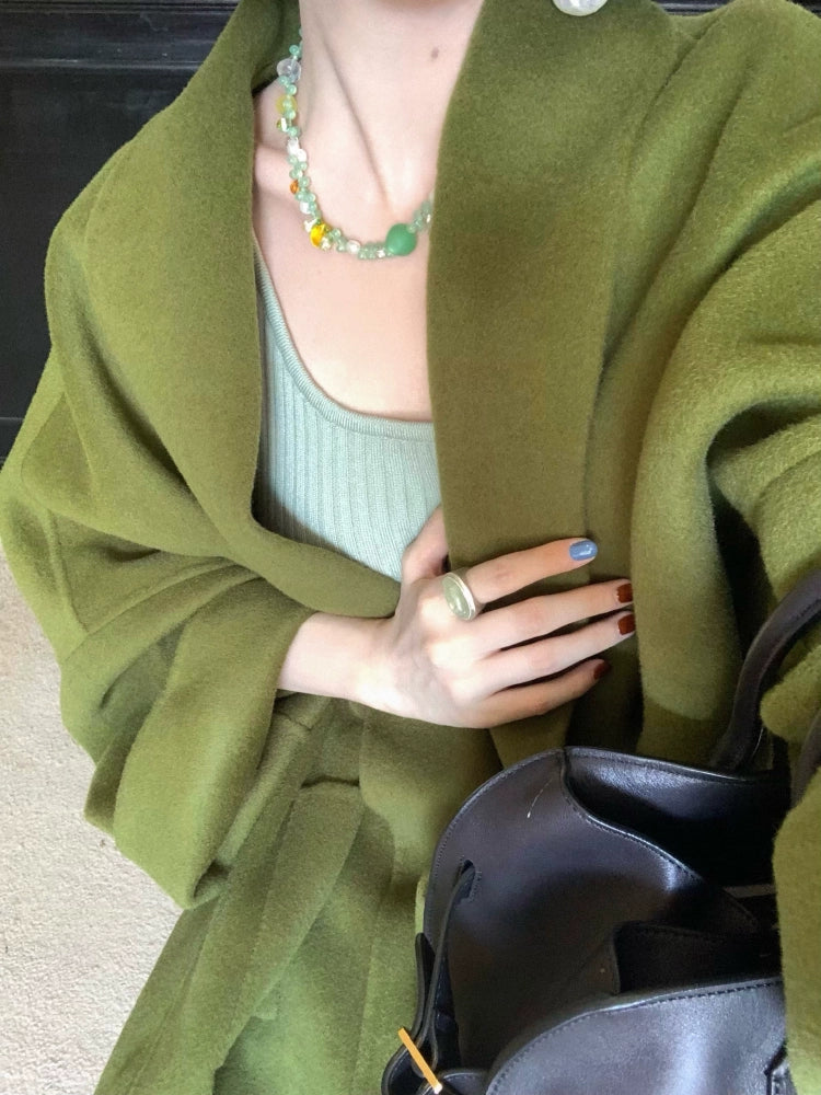 Retro Double-Faced Wool Cape Coat – Wine Afternoon AW 2024 Edition