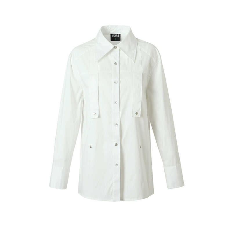 Senture de sangle d'origine style mode mode polyvalent blanc grand chemisier lâche automne et hiver pour femmes