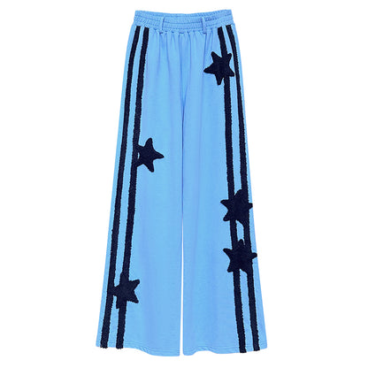 five pointed star decorative wide leg guard pants