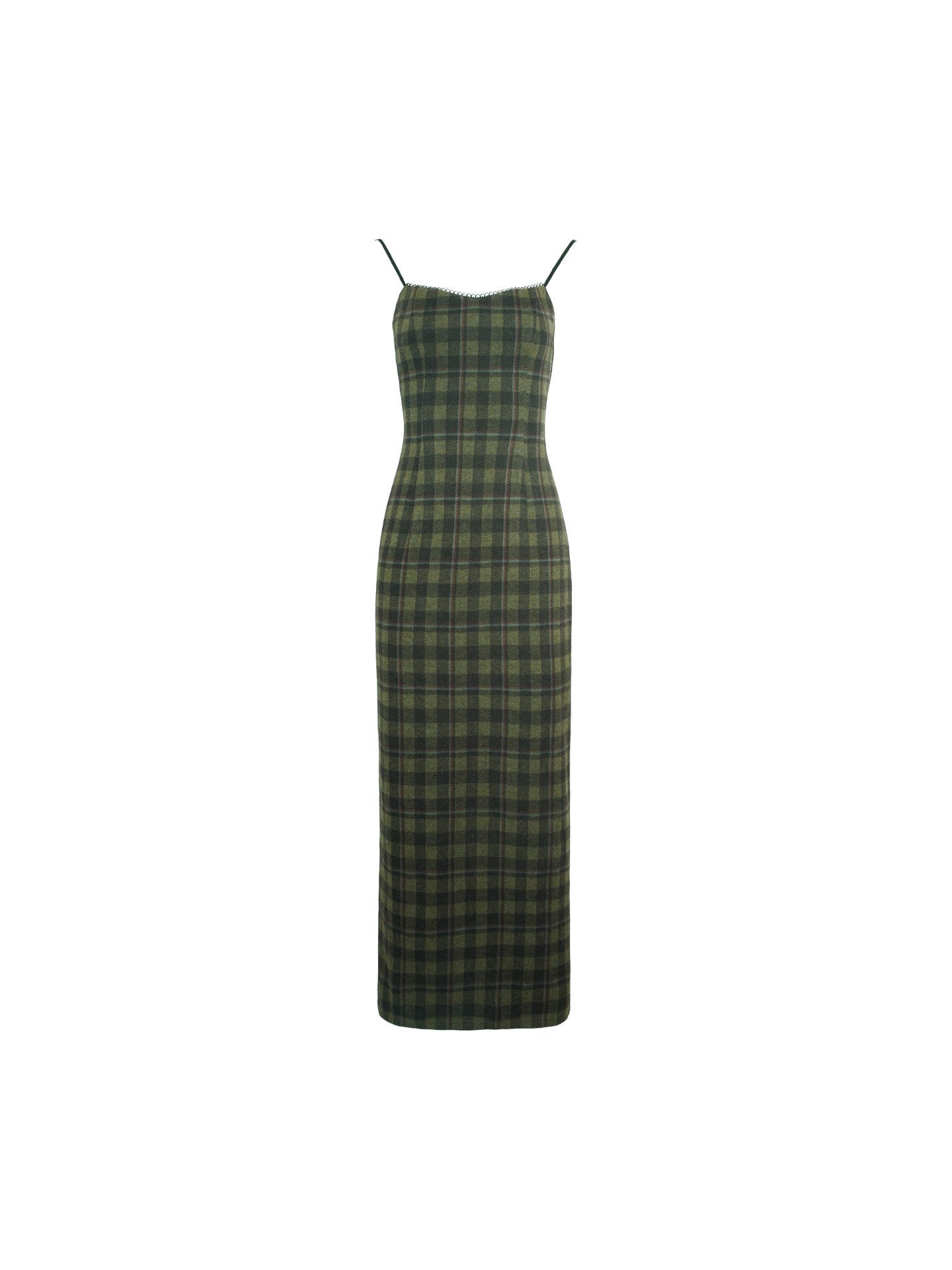 Yanlan Plaid Lace Slip Dress