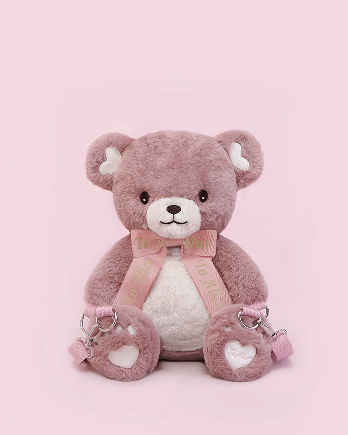 P42617 Retro Lazy Bear Small Fur Backpack