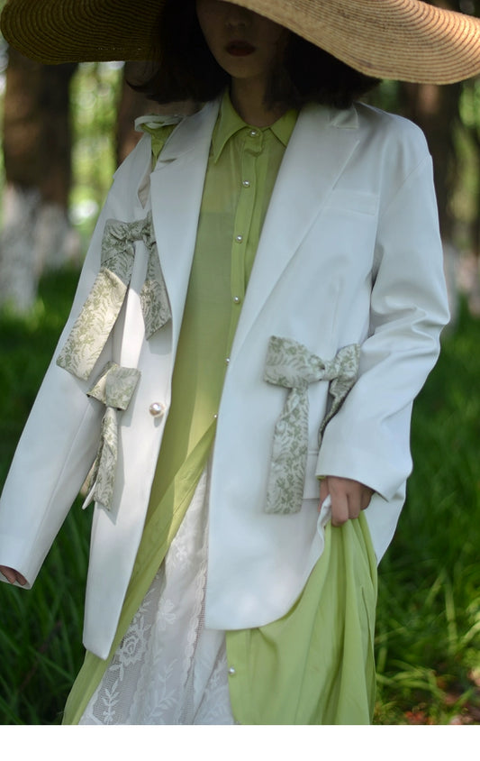 White Bow Tie Suit Coat