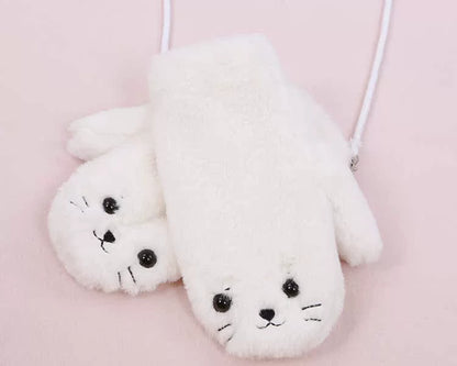 Seal-Themed Soft Long-Sleeve Set: Sweatshirt + Beret + Scarf + Bag