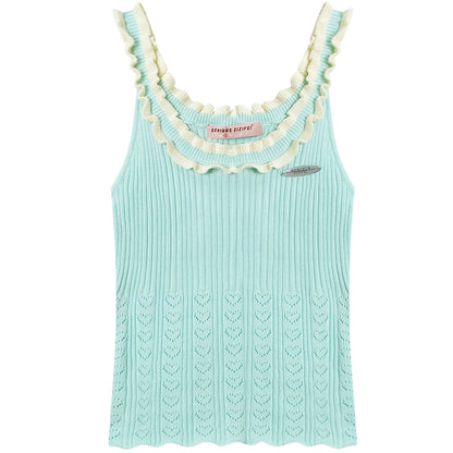 Love Lace Hollow Tank Top | Retro Sleeveless Strap Design for Summer