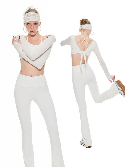 Cropped Lace-Up Yoga Jacket – Lightweight Sporty Fit with No Burden Feel
