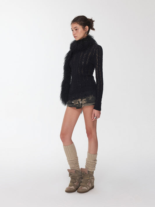 Cable Knit Off-Shoulder Sweater