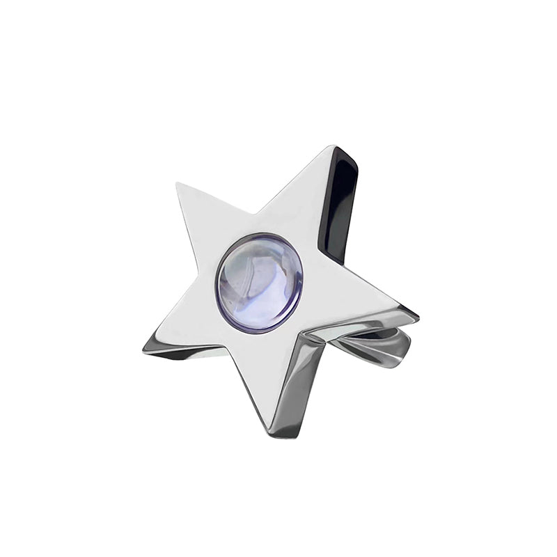 Light Purple Zircon Solid Five Point Star Ring