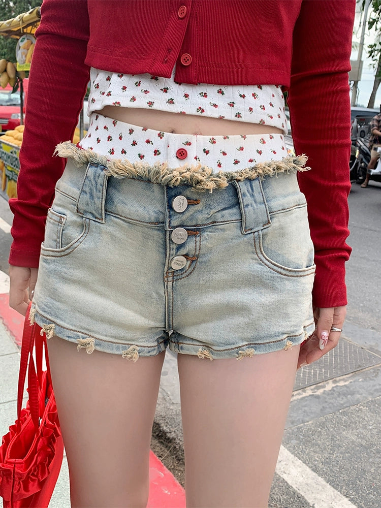 [Hot Girl Long Legs] Low-Waist Sexy Ultra-Short Denim Hot Pants