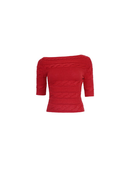 French Twist Off-Shoulder Knit Top