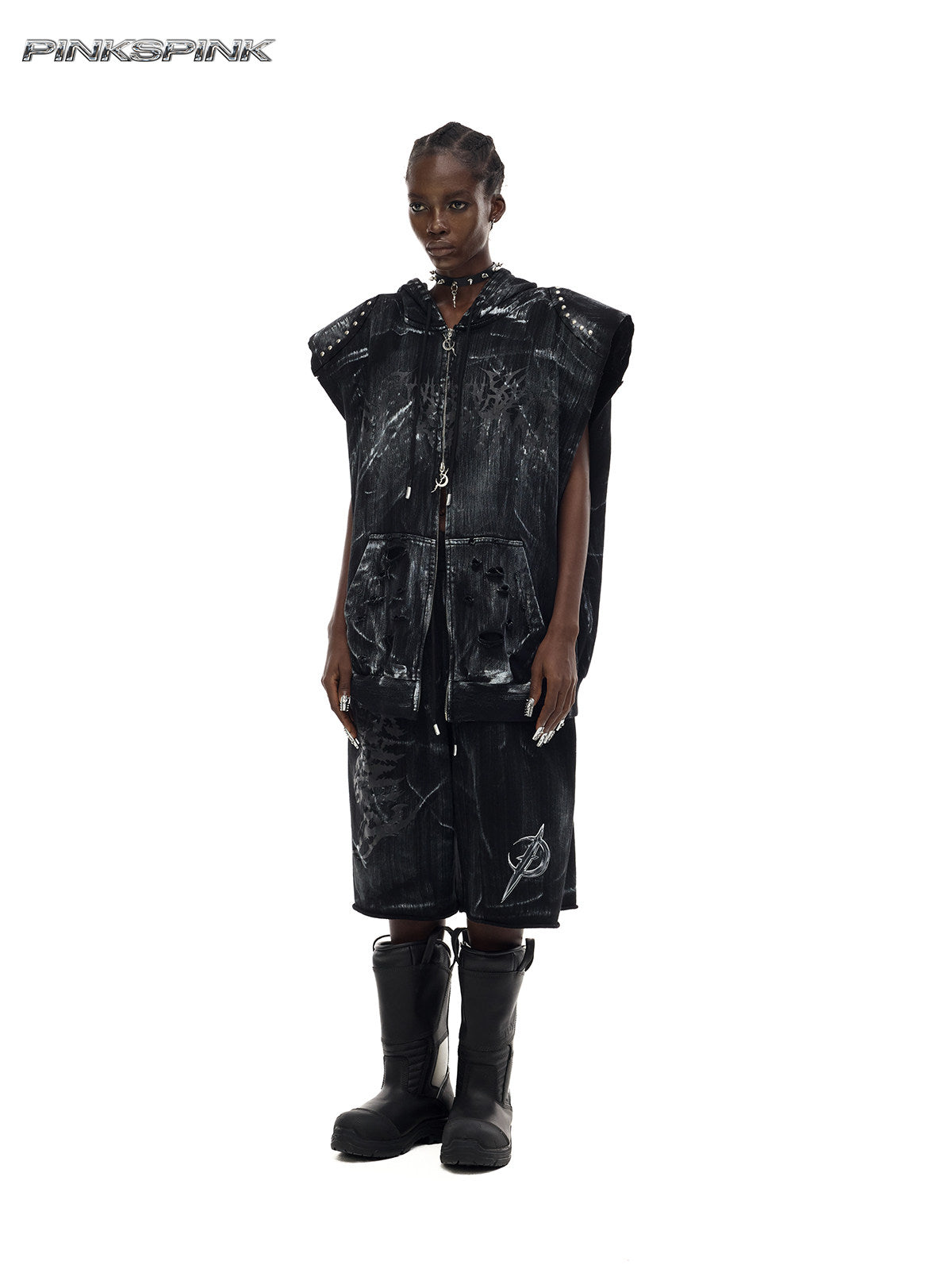 Electric Moon Painted Layered Sweatpants – Unisex Y2K Street 7/8 Length