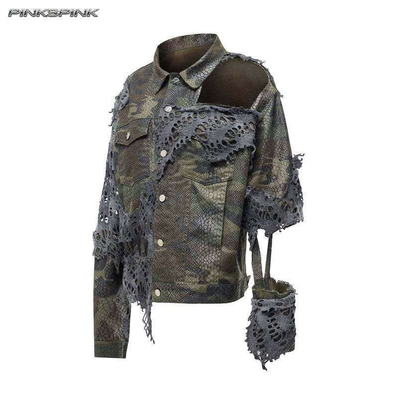 2025AW Electric Moon Camo Destruction Denim Jacket