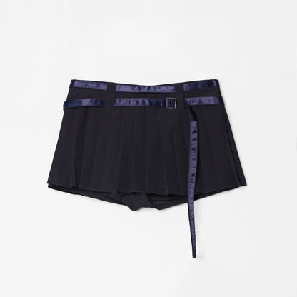 Lace Pleated Short A-Line Skirt