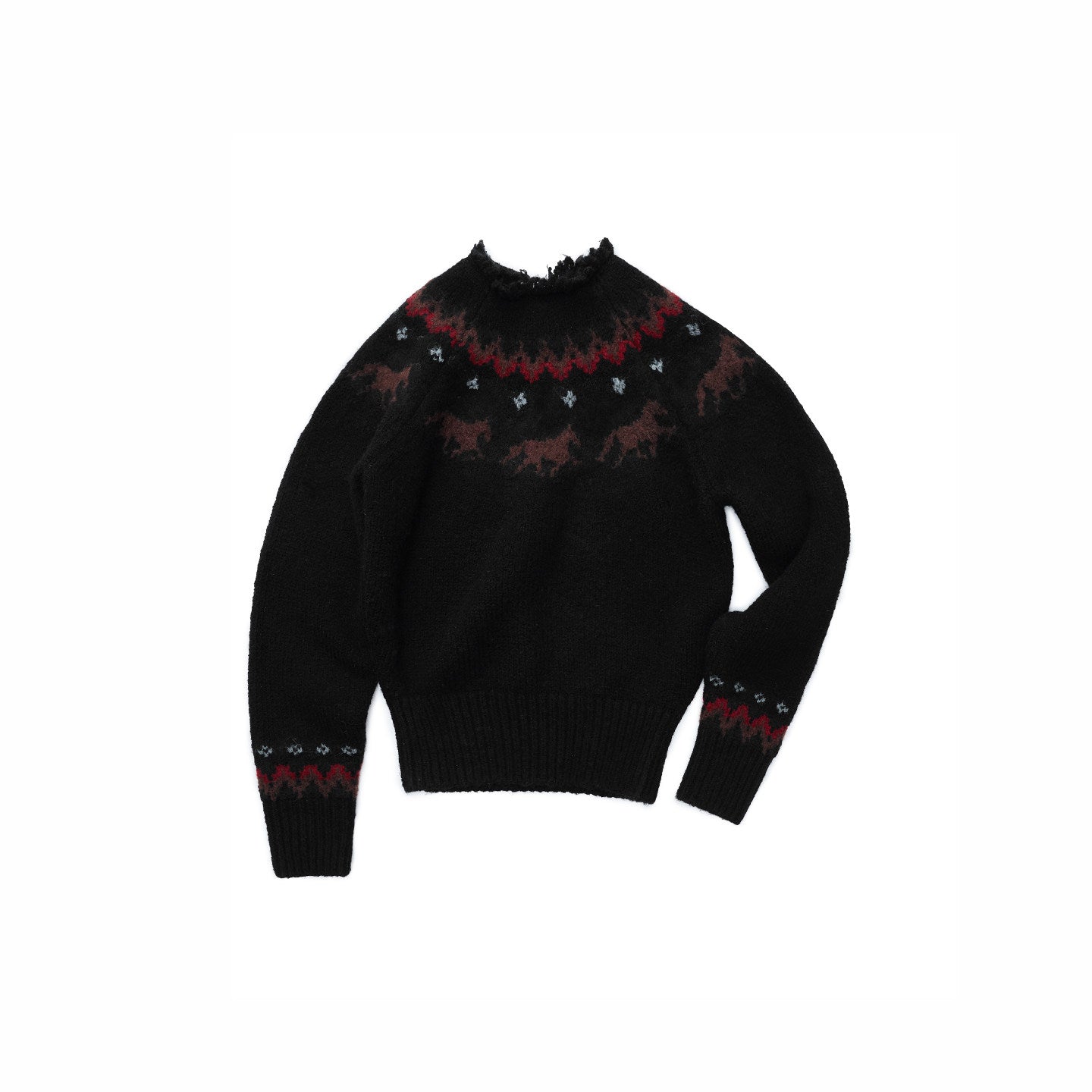 Fair Isle Pony Raglan Knit Sweater