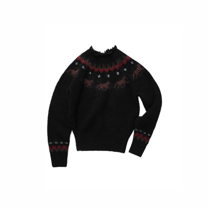 Fair Isle Pony Raglan Knit Sweater
