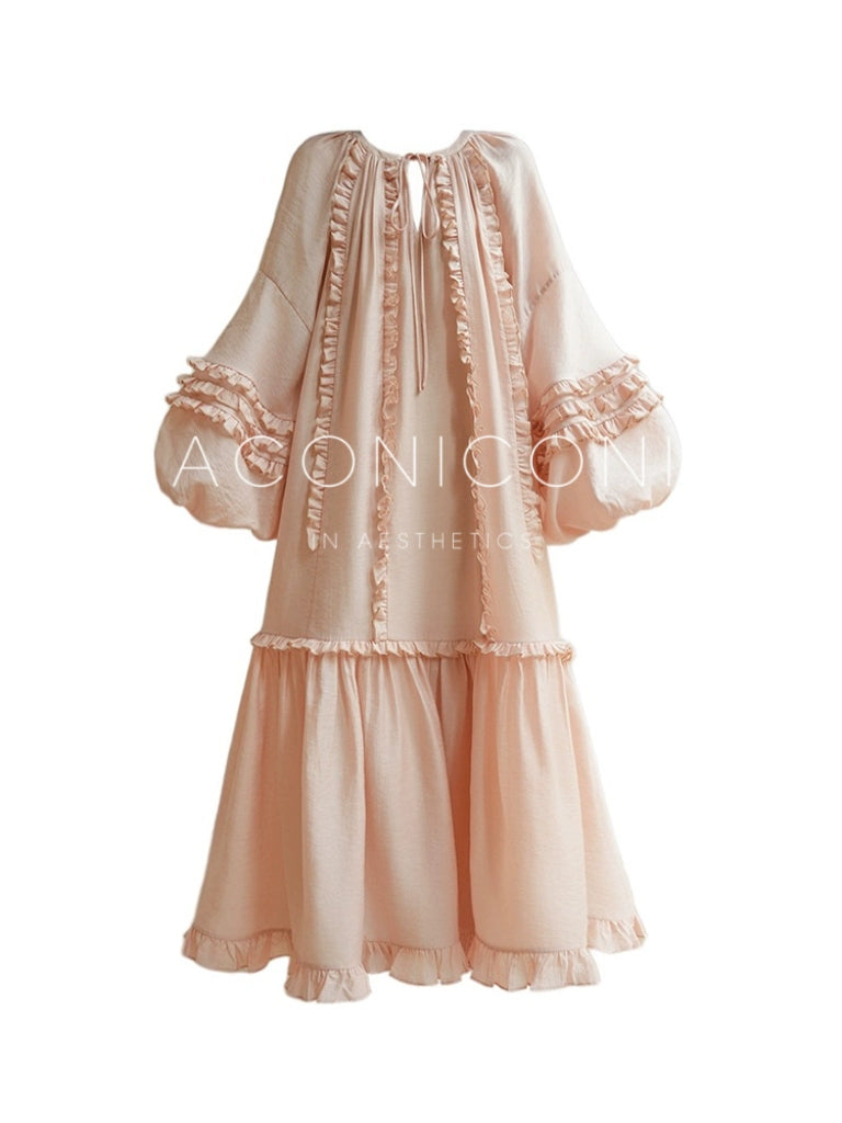 Linen Holiday Maxi Dress – Ruffled Edge Romantic Look