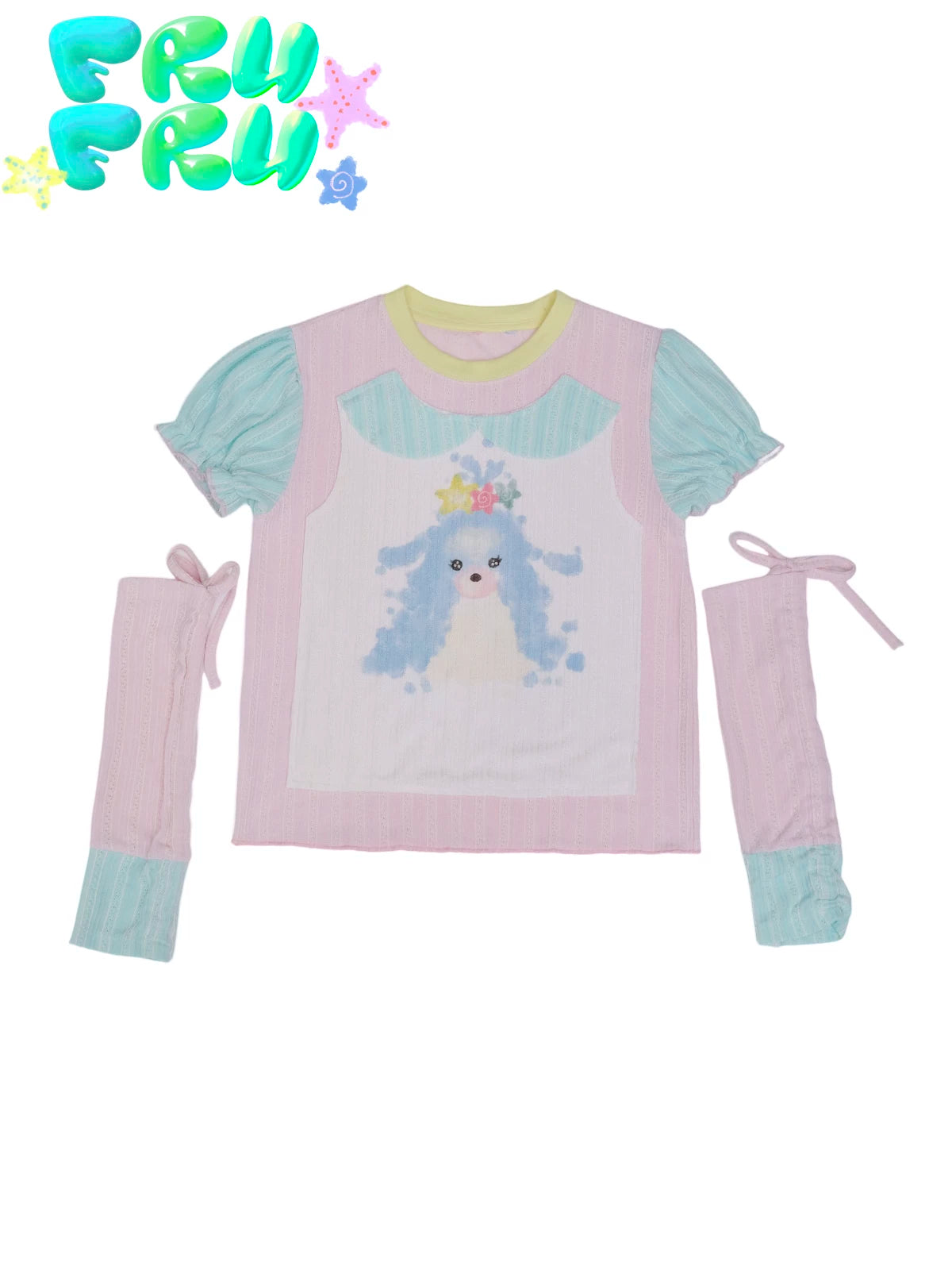 Blue Puppy Print Cotton T-Shirt | Cute Y2K Graphic Tee