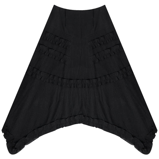 Irregular Lace Dress | High Waist Slim Fit Retro Black Design for Summer