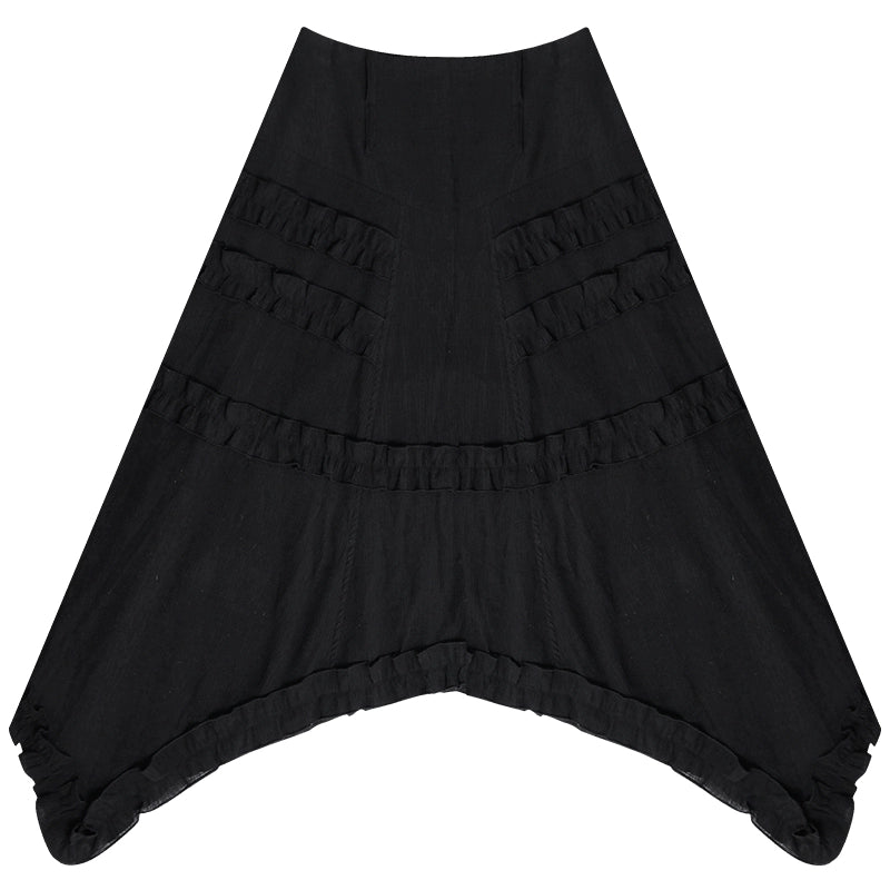 Irregular Lace Dress | High Waist Slim Fit Retro Black Design for Summer