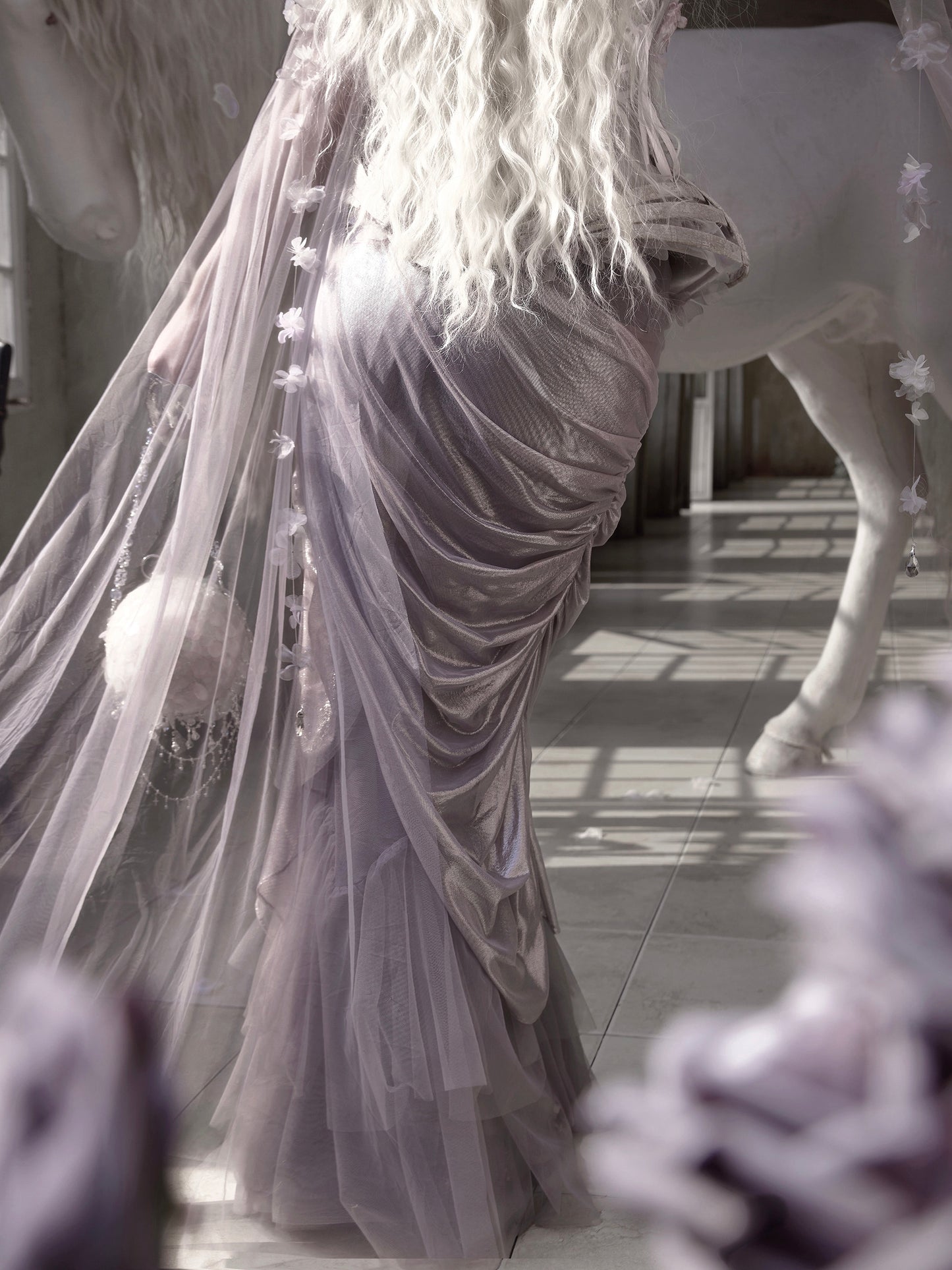 Silver Fairy Armor Dress Set | Elfcore Sparkle Fishtail Ensemble