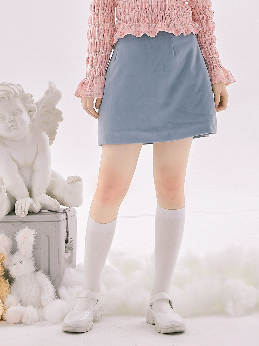 Blue Velvet Short Skirt