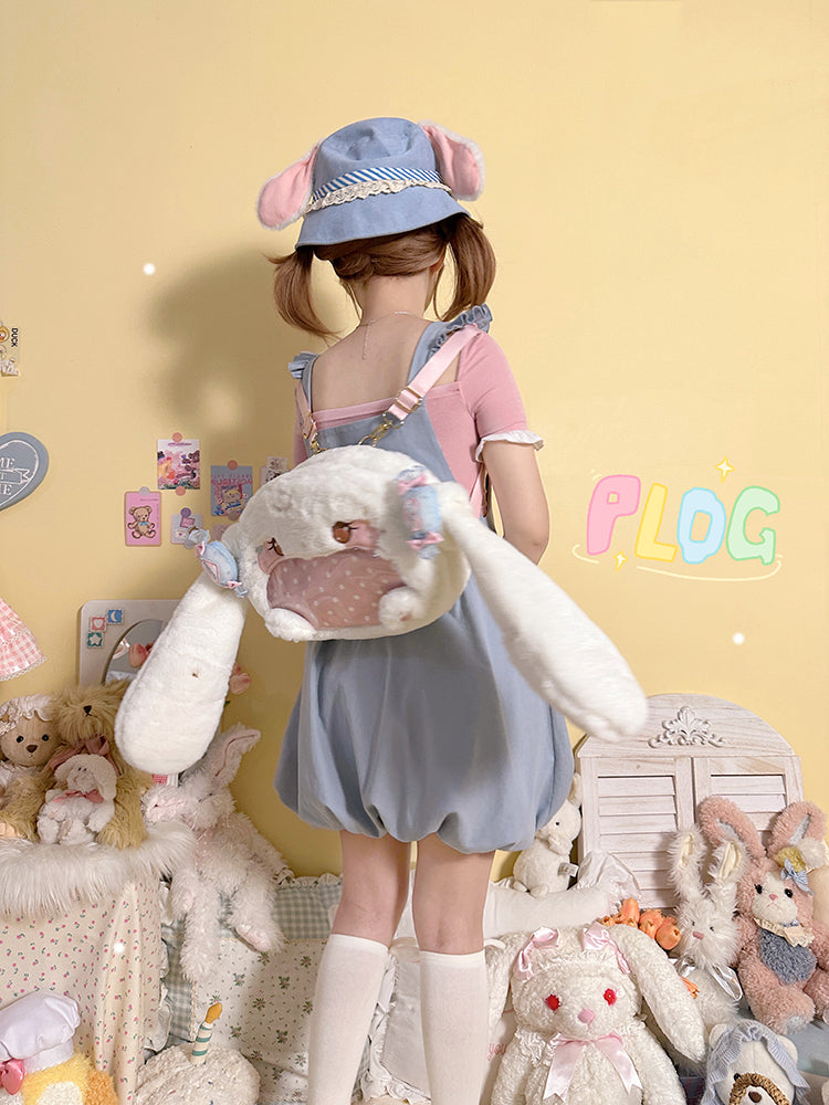 Cute Plush Bunny Backpack with Big Ears - Soft Girl Style