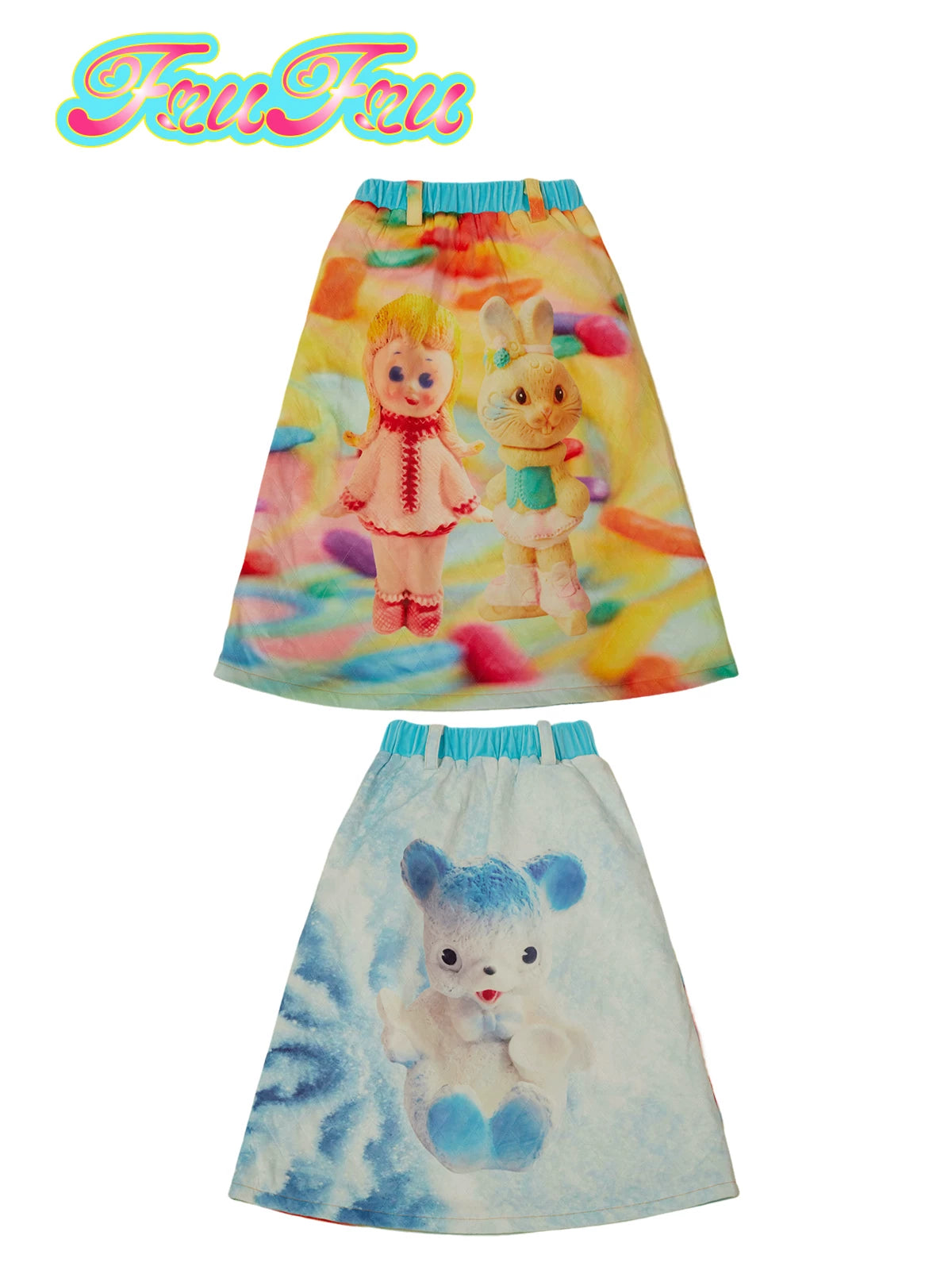 Gollum Store Girl's Room Original Double-sided Cartoon Print Sweet Quilted Girl Quilted Skirts for Autumn and Winter