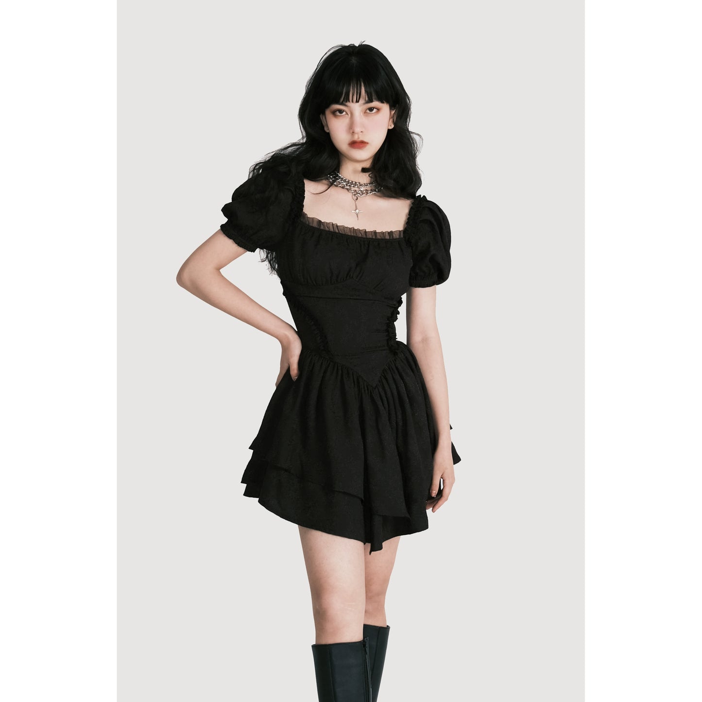 Sexy Jacquard Black Princess Dress - Summer