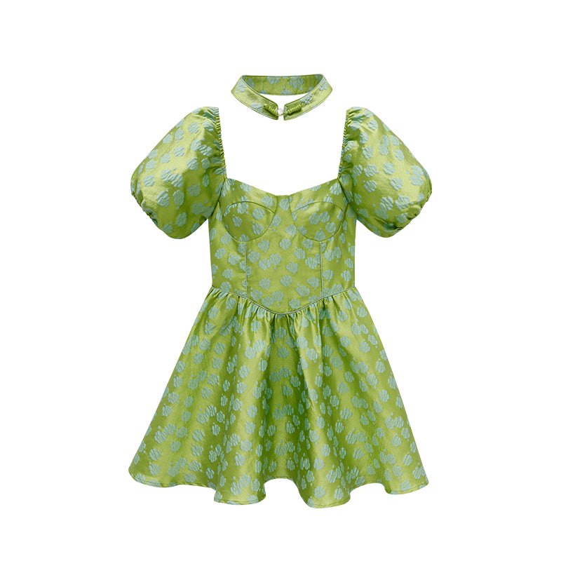 Cheongsam Collar Green Dress
