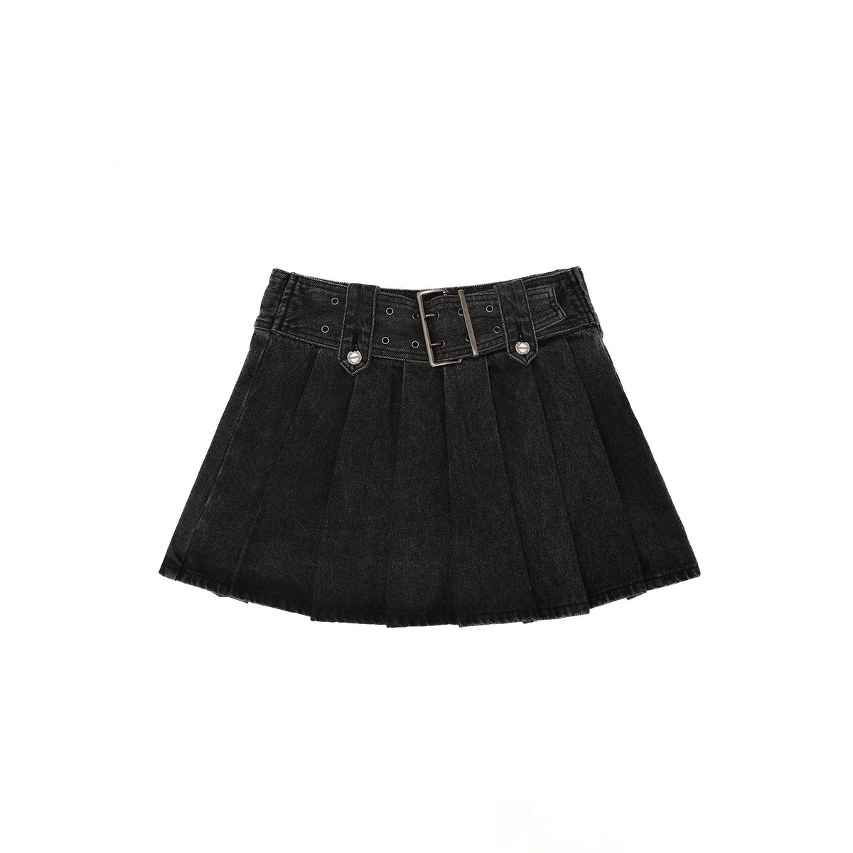 Falda plisada vaquera con cintura ancha y hardware cuadrado para mujer, nueva falda acampanada retro adelgazante de cintura alta