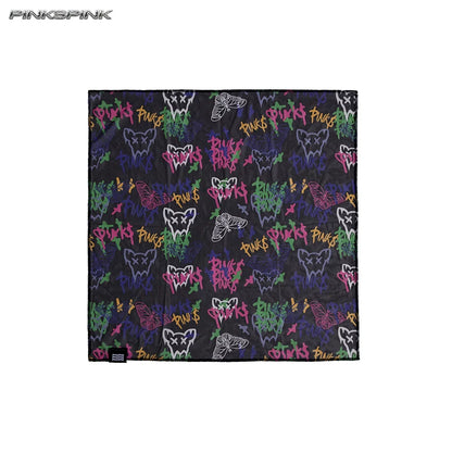 Graffiti Butterfly Cat Digital Mesh Scarf – Genderless Y2K Punk Square Scarf