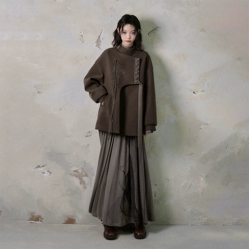 Flowing Fleece Iris New Chinese Short Woolen Coat