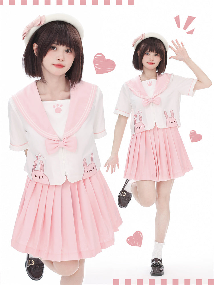 3D Embroidered Rabbit JK Uniform Top