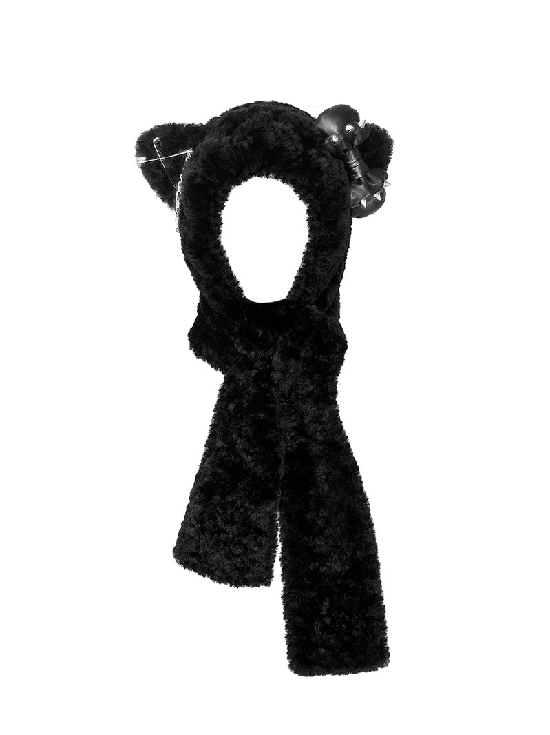 Punk Kitty Plush Scarf Hat Hardware Decoration