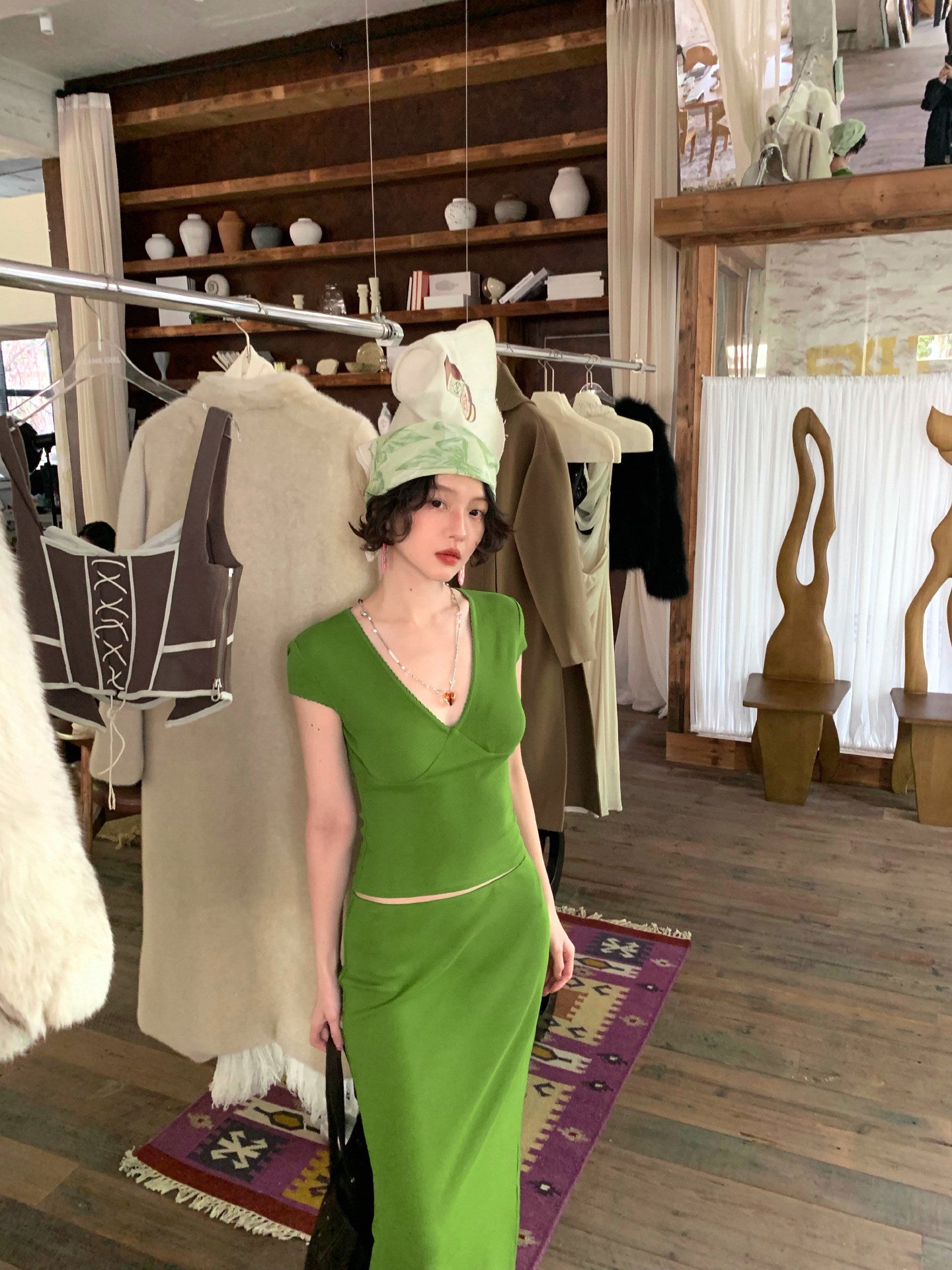 Green Vine Firefly Dream Top & Skirt Set