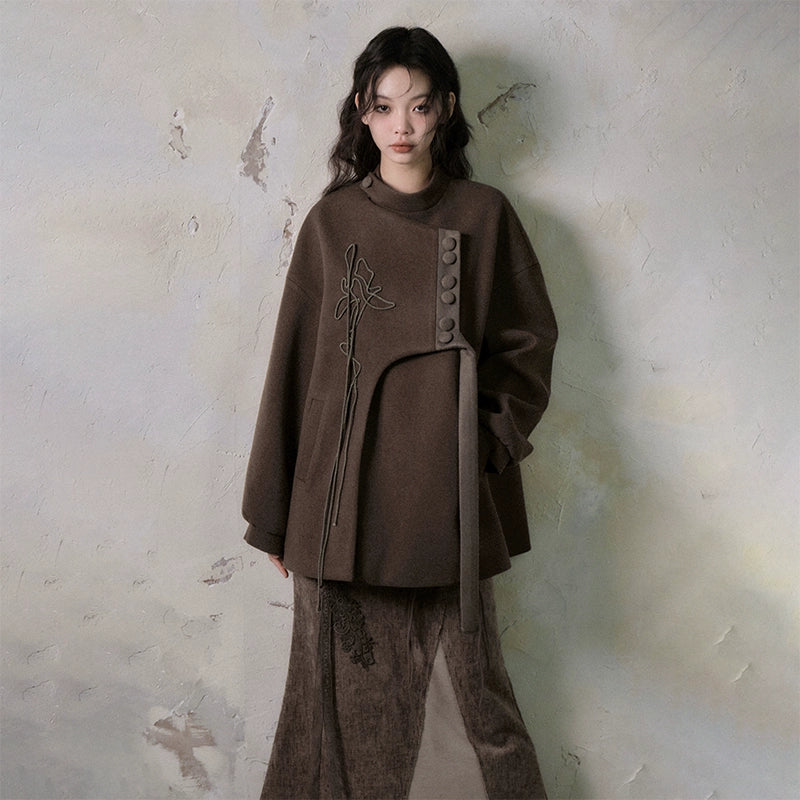 Flowing Fleece Iris New Chinese Short Woolen Coat