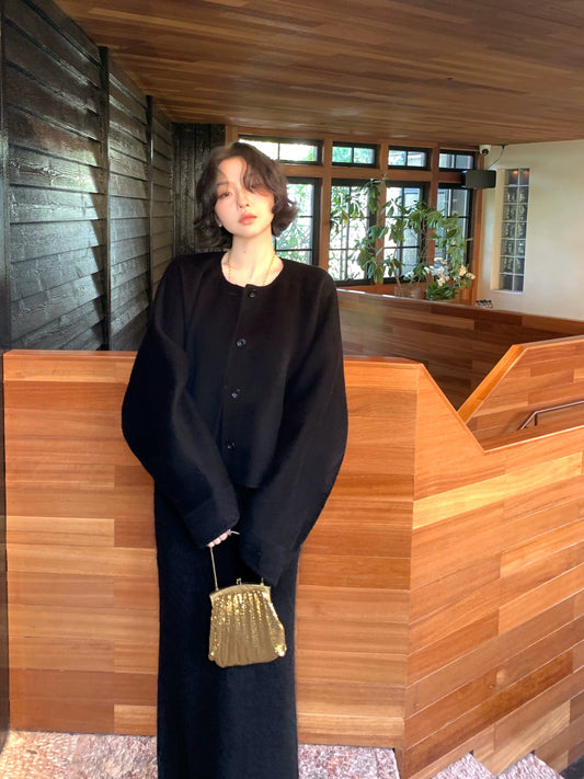 Wool-Silk-Rabbit Hair Blend Short Jacket – Hong Kong Retro Fall/Winter