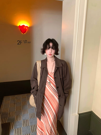 Pine Smoke Cropped Tencel Cotton Jacket – Retro Autumn Outerwear