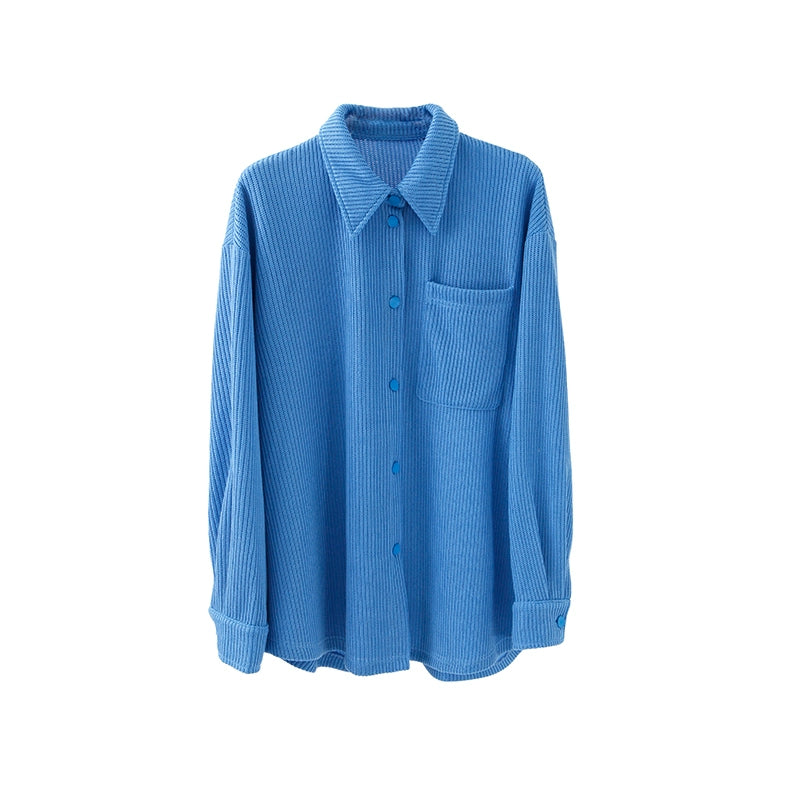 Original Design Daydream Blue Woven Texture Two Piece Set Knitted Cardigan Shirt Half Skirt
